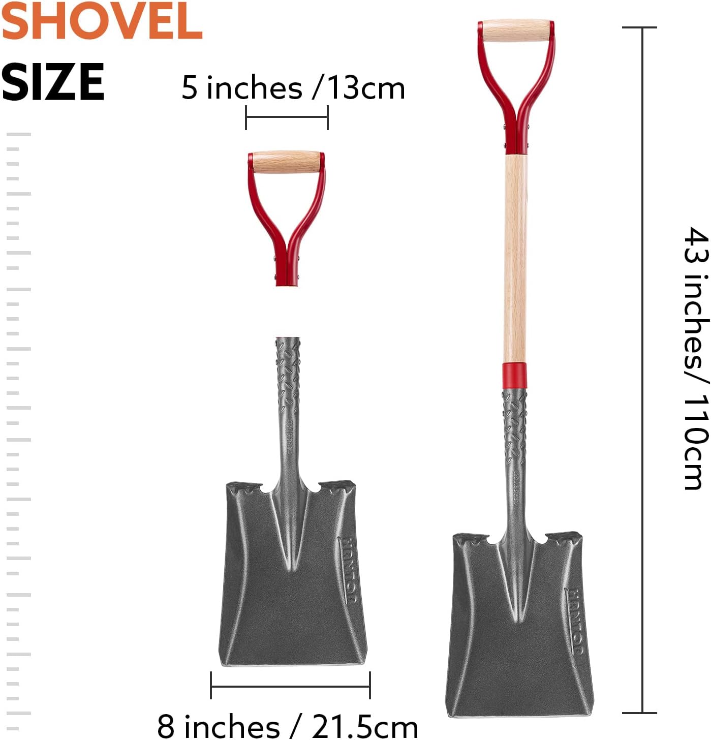 Heavy Duty Short Handle Square Flat Transfer Shovel for Gardening,Yard Work,Farming,Construction, 43 inches