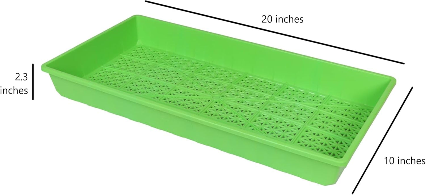 SUNPACK 10" x 20" Heavy Duty Mesh Plastic Seed Starting Tray, Green, 2.3" - Ensures Water Drainage and Aeration, Perfect for Greenhouses or Indoor Gardening