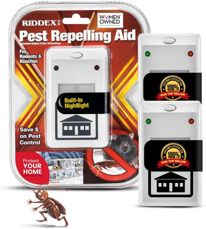 RIDDEX Plus Insect Repellent | Plug in, Mouse Deterrent - Pest Control for Defense Against Rats, Mice, Roaches, Bugs and Insects | Control Pests with No Toxins | White 2-Pack