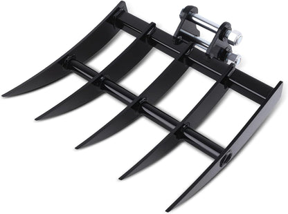 maXpeedingrods Mini Excavator Rake, Wide Backhoe Rake for 0.8-1.5T Excavators, Hydraulic Tilt Excavator & Backhoe Attachment for Excavator