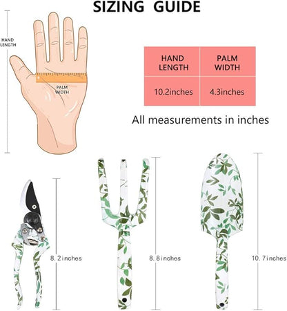 Leather Gardening Gloves with 2Pcs Garden Tools and 1Pc Pruning Shear for Men and Women, Medium Size