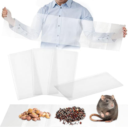 Qualirey 4 Pcs 47 Inch Ultra Large Sticky Mouse Glue Traps Sticky Rat Trap That Work for Rats Roaches Rodents Heavy Duty Pre Baited Mats Indoor Outdoor Catch Pest (Clear)