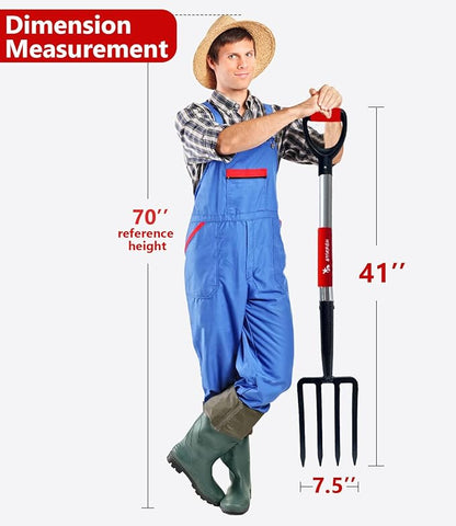 Digging Spading Fork Forged Steel with D Grip Handle 41??Premium 4-Tine Spading Digging Fork Sturdy Metal D-Grip Multi-Purpose Virtually Unbreakable Gardening Tool