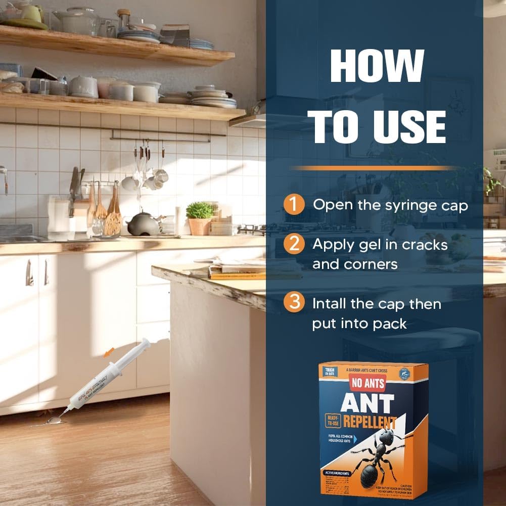 Ant Repellent, Ant Deterrent for Home, Indoor and Outdoor Use, Keeps Ants Away, Reay-to-Use, Pets & Kids Safe- 4P