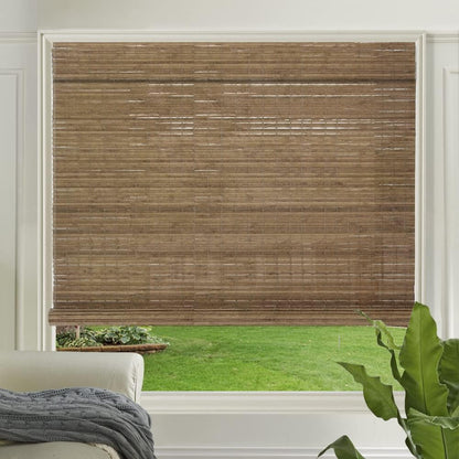LETAU Cordless Wood Window Roller Shades, Bamboo Light Filtering Window Blinds for Indoor Home, Office, Kitchen, Pattern 2
