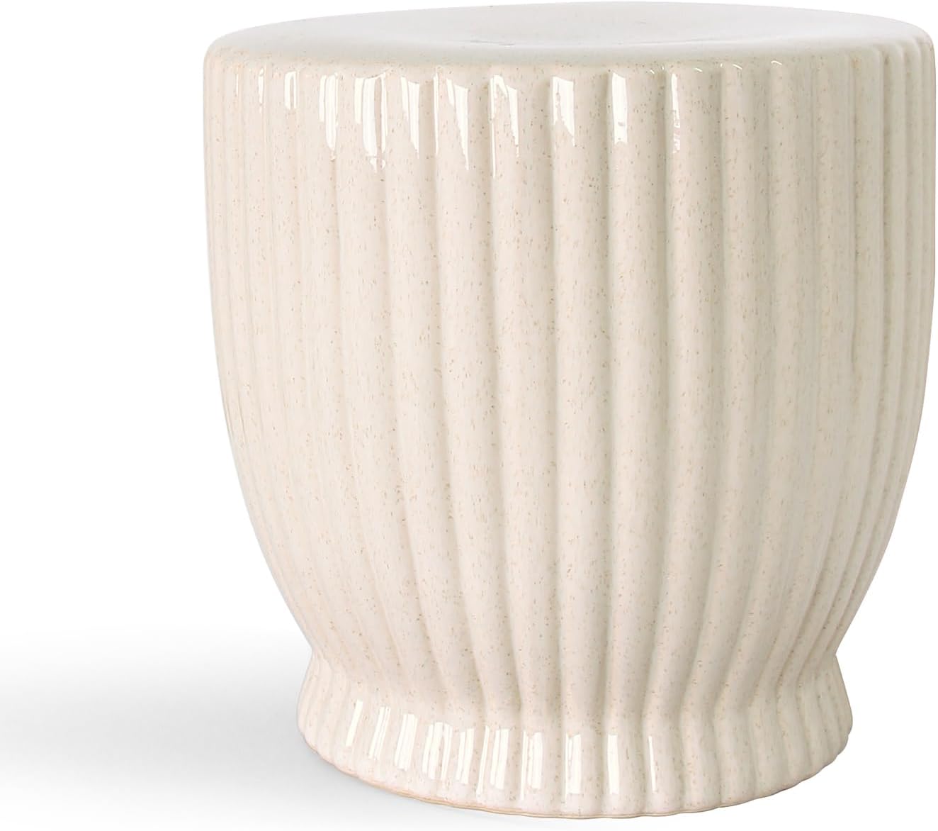 Ceramic Decorative Garden Stool: Cream Stool Striped Drum Shape for Indoor Outdoor Decor - Ceramic Tabouret for Living Room Patio Front Porch Bathroom