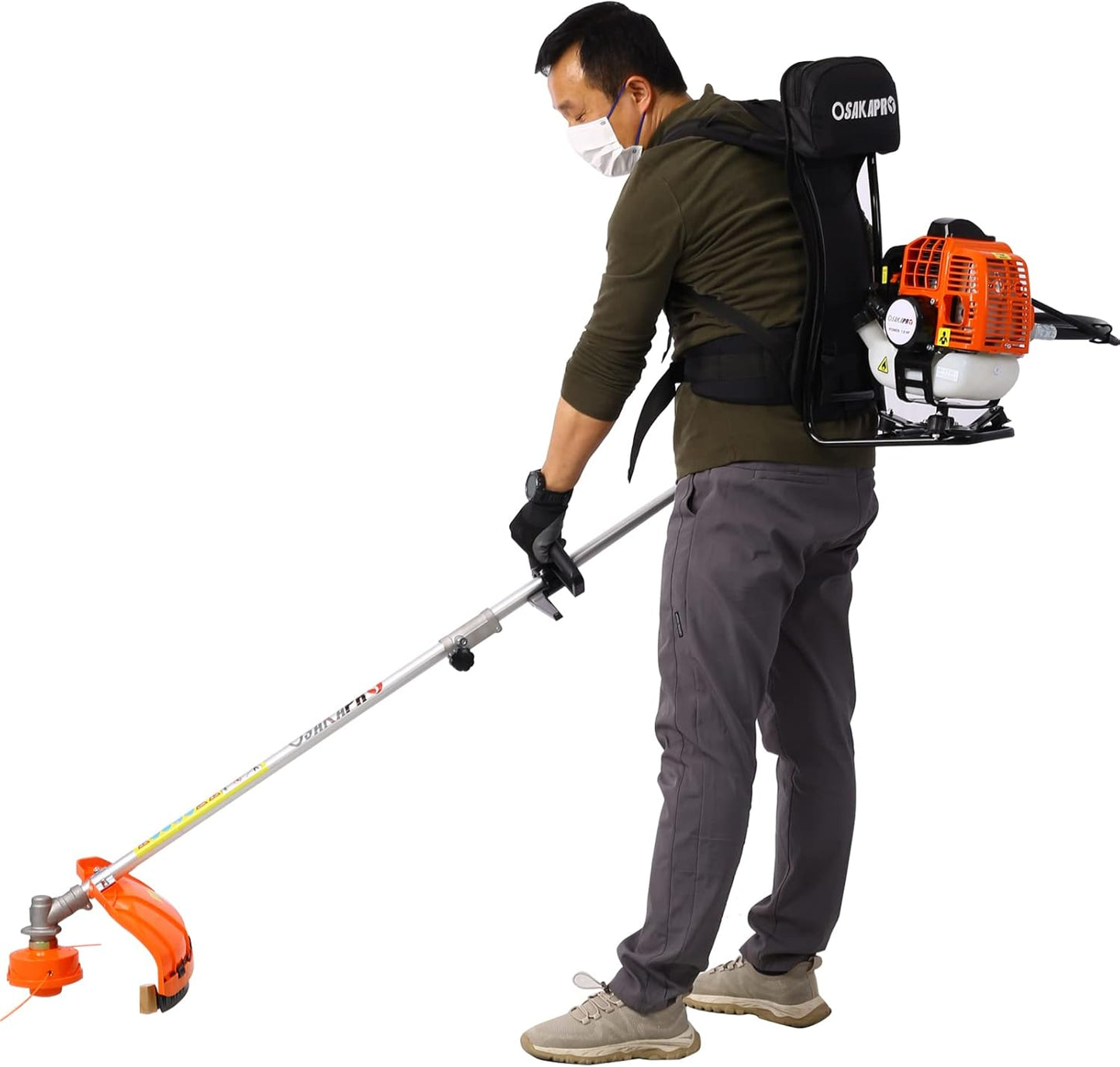 4-in-1 Backpack String Trimmer Weed Eater,52CC 2-Cycle Multi Garden Tools with Gas Pole Saw, Hedge Trimmer, Grass Trimmer and Brush Cutter EPA Compliant, Lawn Mower Weed Wacker Edger for Yard
