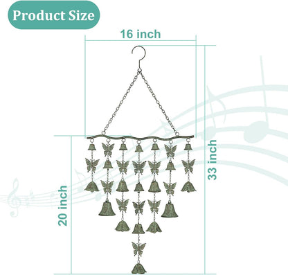 Dragonfly Wind Chimes for Outside, Large Strung Verdigris Windchimes with Wrought Iron Bell for Garden, Patio, Porch Outdoor Decor, Memorial Sympathy