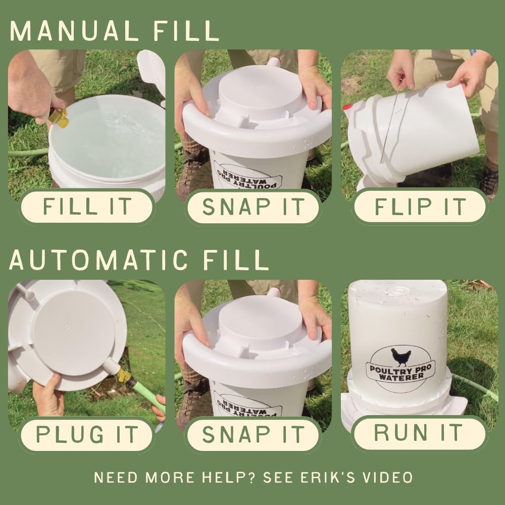 The Original Poultry Pro Waterer | DIY Chicken Waterer for Chicken Coop | Hands Free Poultry Waterer Suitable for Pigeons, Ducks, Chickens & Other Smaller Birds - Fits All 5 Gallon Buckets