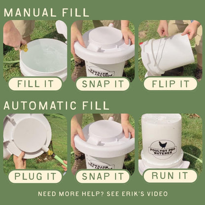 The Original Poultry Pro Waterer | DIY Chicken Waterer for Chicken Coop | Hands Free Poultry Waterer Suitable for Pigeons, Ducks, Chickens & Other Smaller Birds - Fits All 5 Gallon Buckets