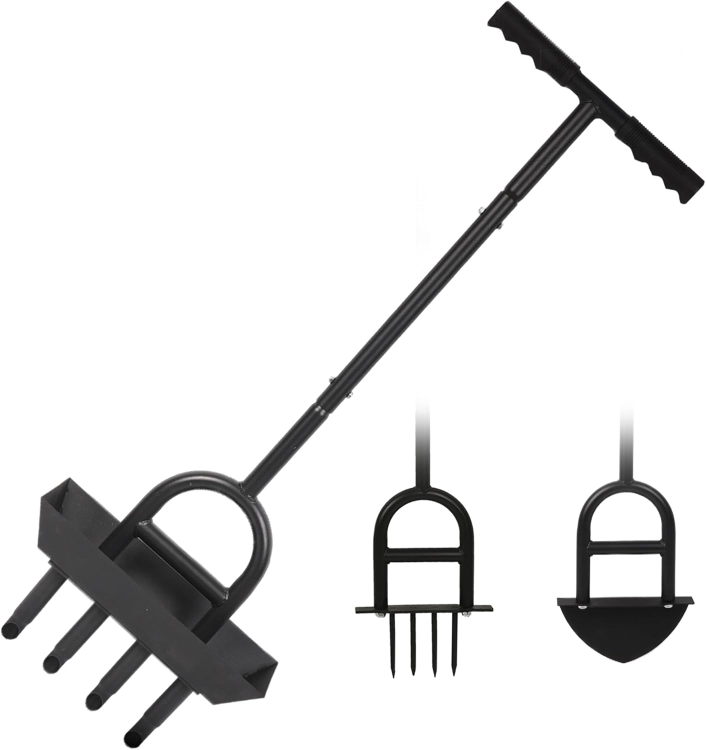 Lawn Aerator Garden Tool with Soil Core Tray, 3 in 1 Manual Grass Plug Air Aerator with Spike Tool and Half Moon Edging Tool, Coring Aeration for Lawn Yard Care