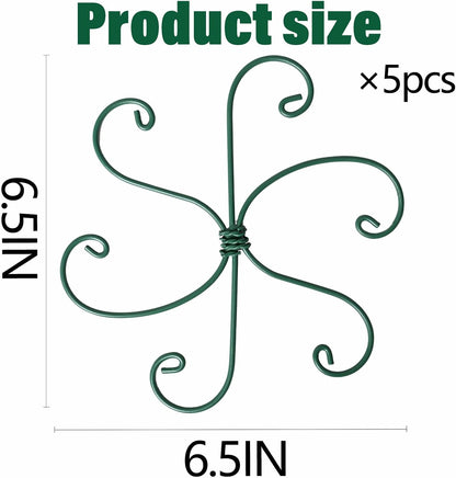 Monstera Plant Stem Support - 5 Pack 6.5"x6.5" Green Metal Stem Stabilizers, Adjustable Ring Clamps for Indoor Plants, Fishbone Cactus, Turtle Shell Bamboo & Climbing Vines