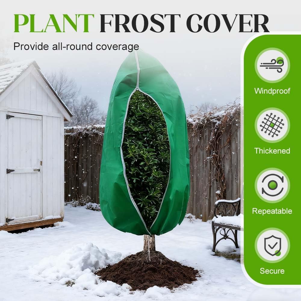 Plant Covers Freeze Protection, 4 Pack Zipper Drawstring Plant Cover, Reusable Frost Protection Covers for Shrubs Outdoor Garden, Large Plant Protection Bags (31.5×39.4（6pcs）)