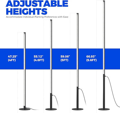 Barrina T10 Pro Standing Grow Light with Timer, 42W, 5000K, Full Spectrum Vertical Tall Grow Lights for Indoor Plants, Wide Coverage, 4FT to 5.6FT Height with Foot Switch, for Flower and Tall Plants