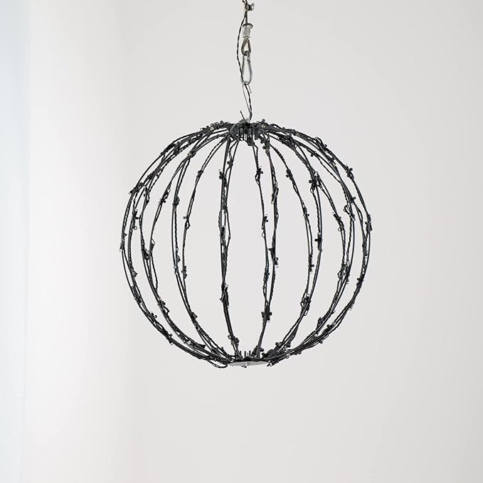 LED Light Balls Metal Hanging Tree Sphere Globe Light for Patio Holiday Festival Garden Decor (12 Inch 1 Pack)