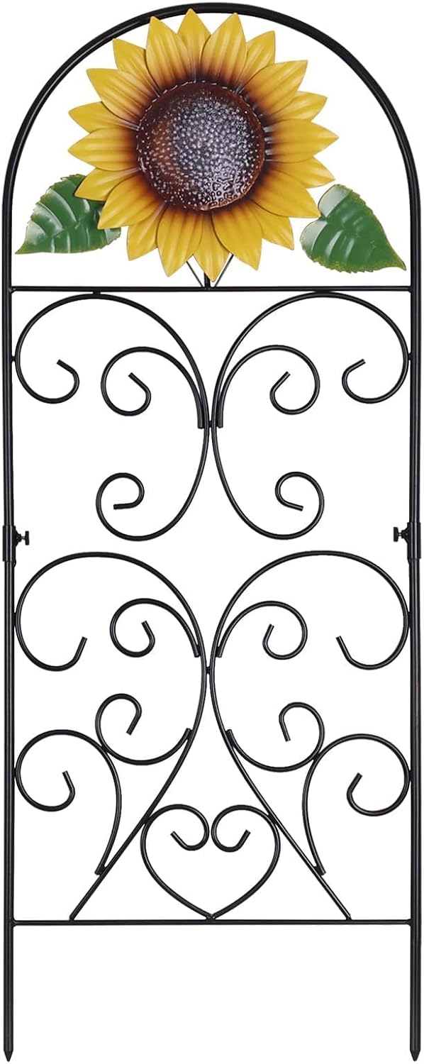 hogardeck Garden Decor for Outside, 34" Sunflower Decorative Garden Stakes for Spring Outdoor Decor, Rustproof Metal Trellis for Climbing Plants Porch Patio Lawn Yard Art