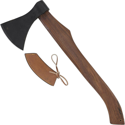 Armory Replicas™ Viking Saga Traditional Wooden Battle Axe Hand-Forged Iron Steel Blade, Rustic
