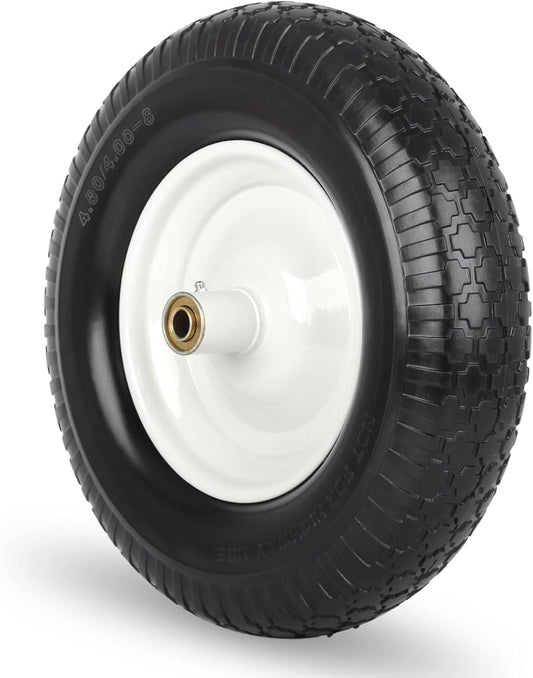 4.80/4.00-8" Flat-Free Tire and Wheel 16" Solid Wheelbarrow Tire, 6" Centered Hub, 5/8" Axle Bore