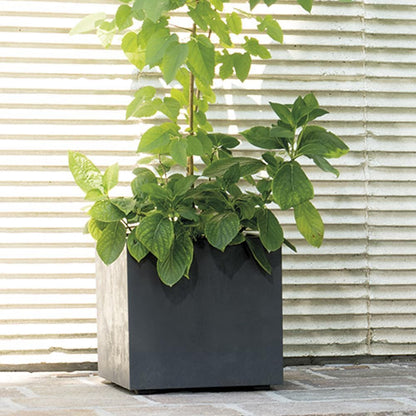 Deroma Millennium 10” Cube Planter | Light & Durable Plastic | Indoor or Outdoor Square Pot for Patio/Porch | Includes Water Reserve & Drain Plug | Trendy Planter for Plants, Flowers, Garden | Grey