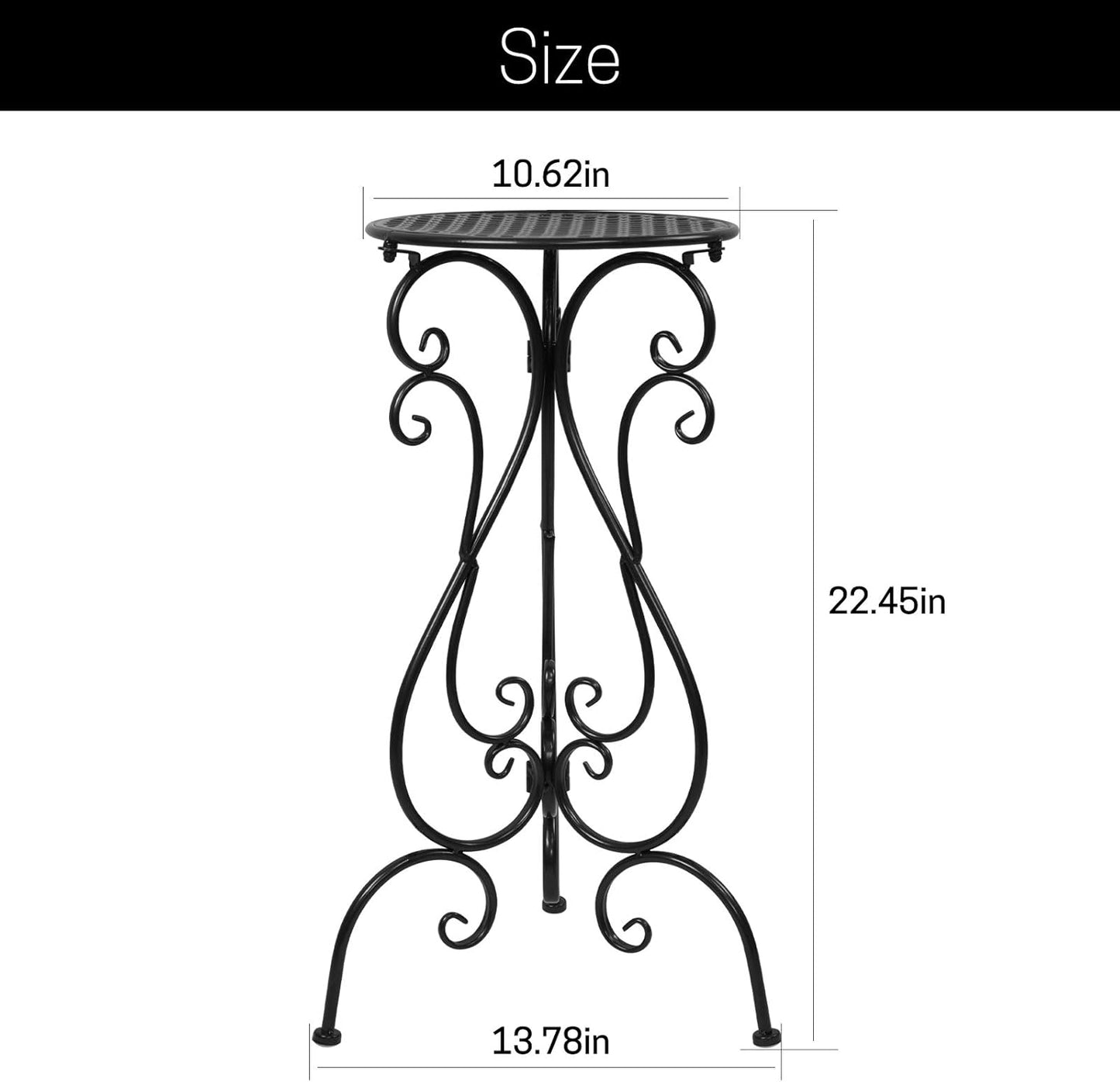 Metal Plant Stands Indoor Outdoor, Heavy Duty Flower Pot stand 22.5 inch Tall, Planter Pedestal Holder Rack for Patio Garden Porch Corner House Deck, 2 Pack(Black)