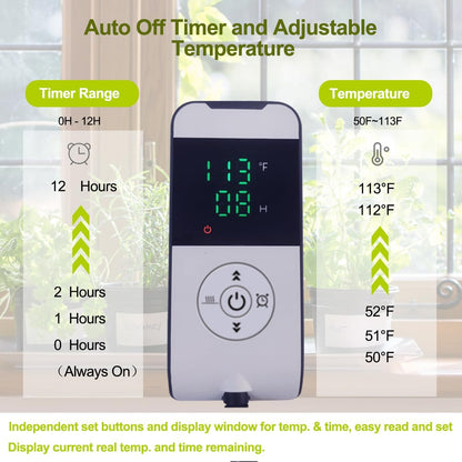 Seedling Heat Mat 10X20.75`` with Thermostat Temperature Controller Auto Off Timer Durable Waterproof Plant Heating Pad Warm Hydroponic Heating Mat for Seed Starting Germination Plant Propagation (1)