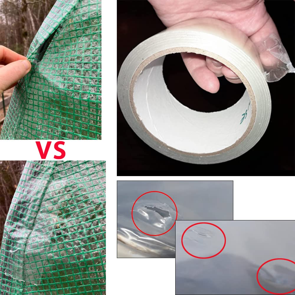 Greenhouse Plastic Sheeting Tape, 2" x108' Greenhouse Clear Plastic Film Repair Tape Tunnel Tape, 6mil Reinforced Polyethylene Tapes for Seaming and Sealing (2" x108')