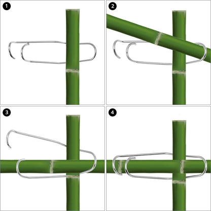 QWORK Garden Support Stakes with Clips, 20 PCS 7/16 Inch Galvanized Steel, Rust-Resistant for Climbing Plants