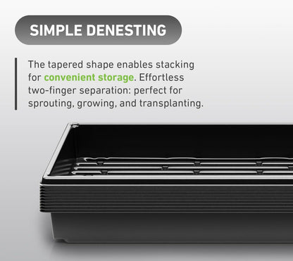 10x20 Inch Black Plastic 10 Pack Plant Propagation Tray – Growing Trays for Garden, Planting, Seedling, Soil & Hydroponic Horticulture - Microgreen Trays Grow Plants - No Drain Holes