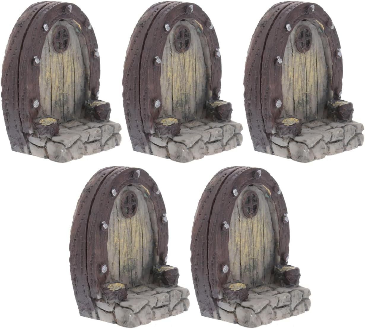 Mipcase Mini Garden Furniture Resin Simulation Wood Door for Micro Landscapes 5pcs Miniature Door Decorations for Fairy Garden Accessories and Pot Plants