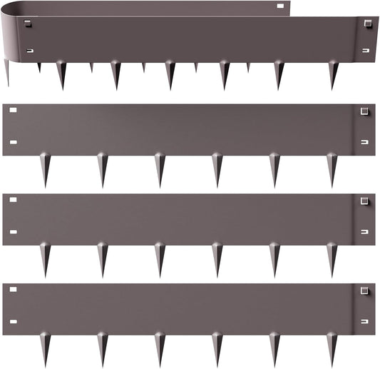 MESTYL 185" Metal Landscape Edging Kit (5PC 39" x 7"), No-Dig Rust-Resistant Galvanized Steel Garden Edging Border,Easy Install Lawn Edging for Flower Beds, Yard, Brown Outdoor Edging