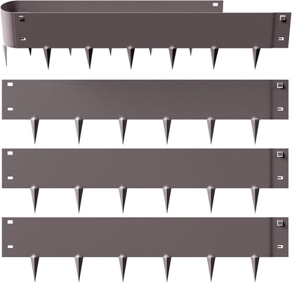 MESTYL 185" Metal Landscape Edging Kit (5PC 39" x 8"), No-Dig Rust-Resistant Galvanized Steel Garden Edging Border,Easy Install Lawn Edging for Flower Beds, Yard, Brown Outdoor Edging