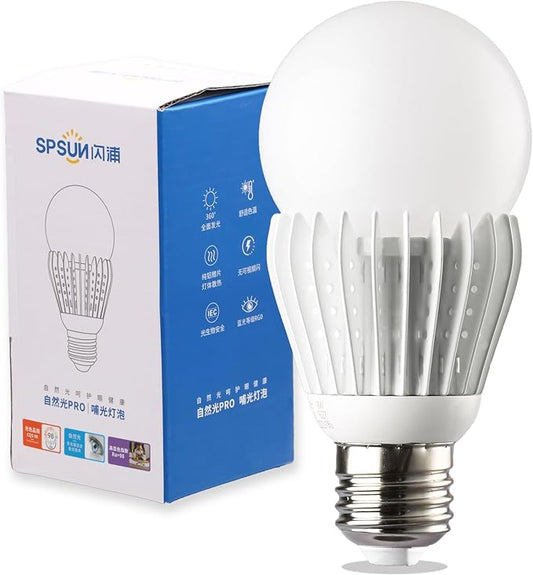 Full Spectrum Light Bulb with High Lumen E27 Standard Base Near-Perfect Color Rendering, Uses Simulated Sunlight to Provide Healthy Lighting That Eliminates Fatigue,4000K,Ra98,10W,1-Pack