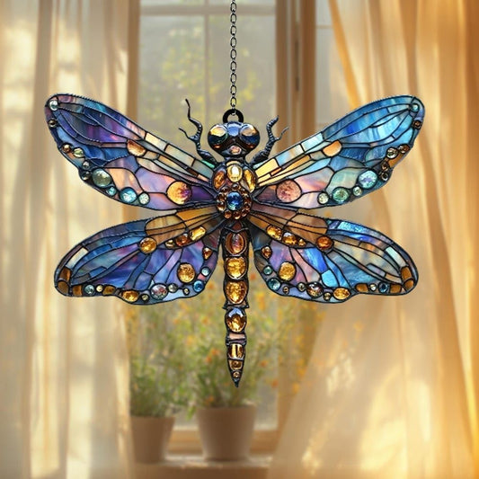 Boho Dragonfly Acrylic Suncatcher Stained Glass Effect Window Car Hanging Christmas Ornament Indoor