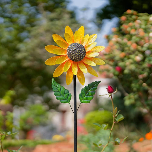 Viveta Sunflower Wind Spinner, 56" Metal Wind Spinner with Stake, Wind Spinners for Yard and Garden