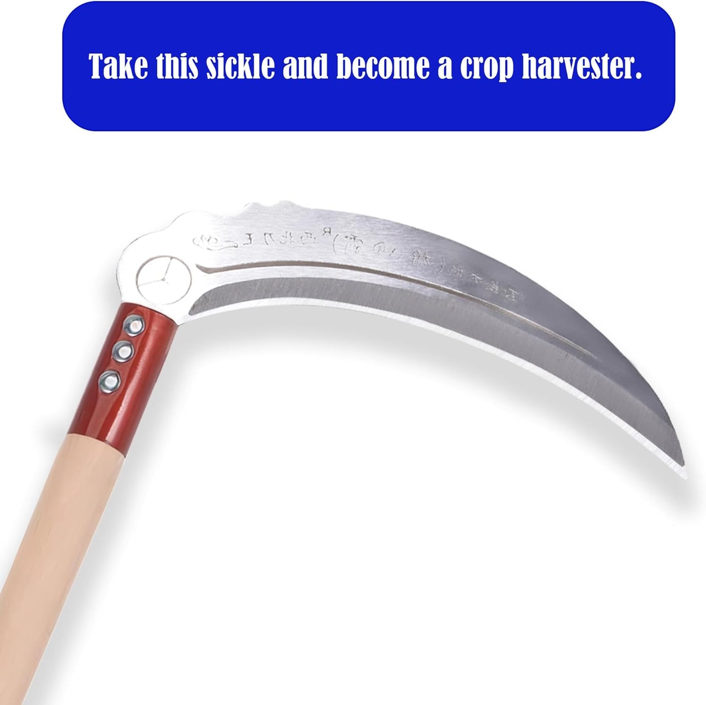 1pce 470mm/18.5in Carbon Steel Billhook Brush Clearing Sickle for Grass,Weeding Tools for Garden,Curved Sawtooth Sickle,Machete Axe for Cutting Trees,Steel Blade Knife in Hand
