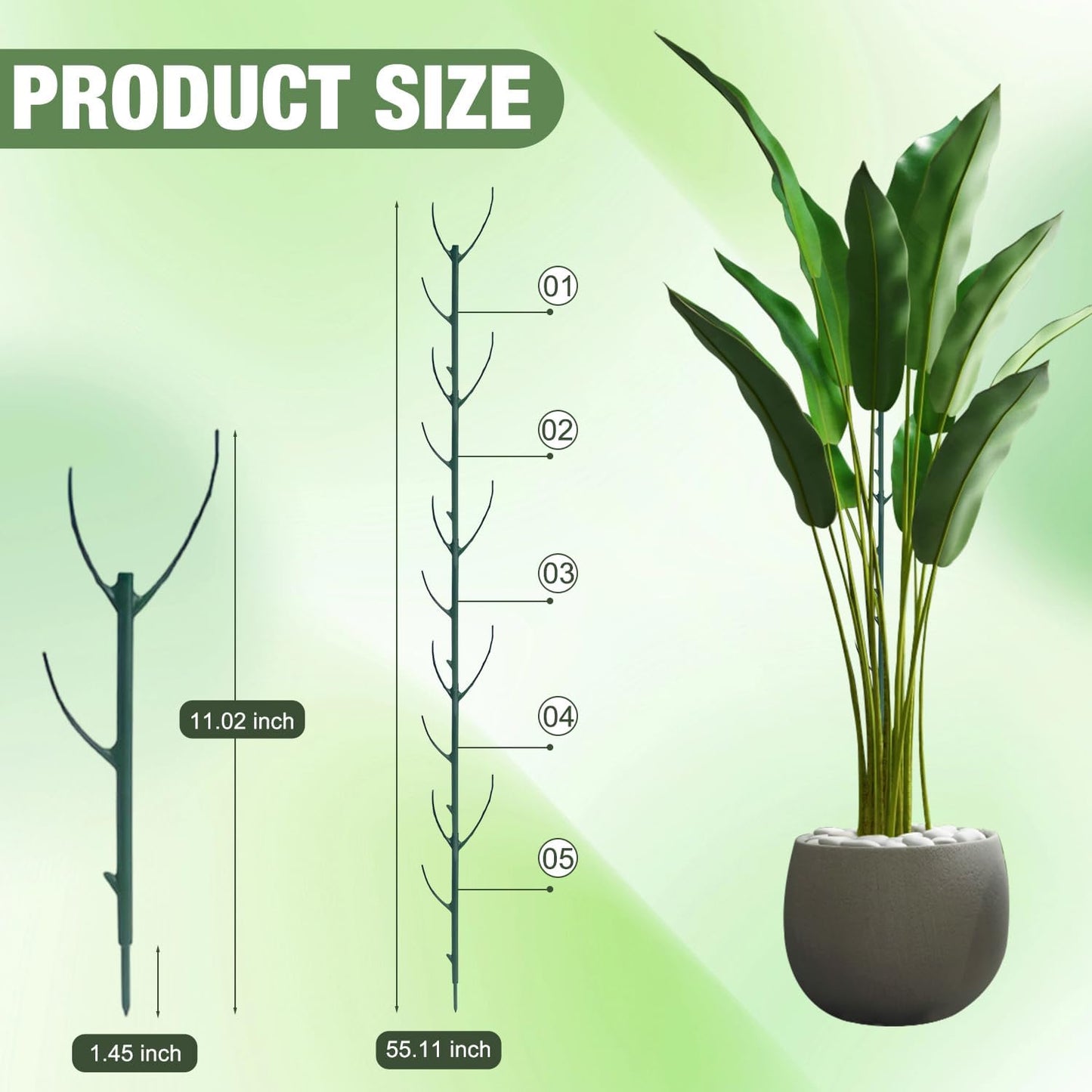5 Pack Stackable Monstera Plant Support, Plant Stakes for Indoor and Outdoor Plants Use, Garden Stakes for Climbing and Potted Plants, Pothos, Philodendron