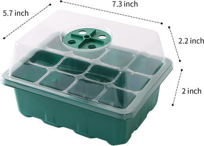3 Pack Seed Starter Tray with Humidity Dome and Base (36 Cells Total), Plant Germination Kit for Seeds Growing Starting, Mini Seedling Propagator Small Greenhouse, Reusable Garden Supplies