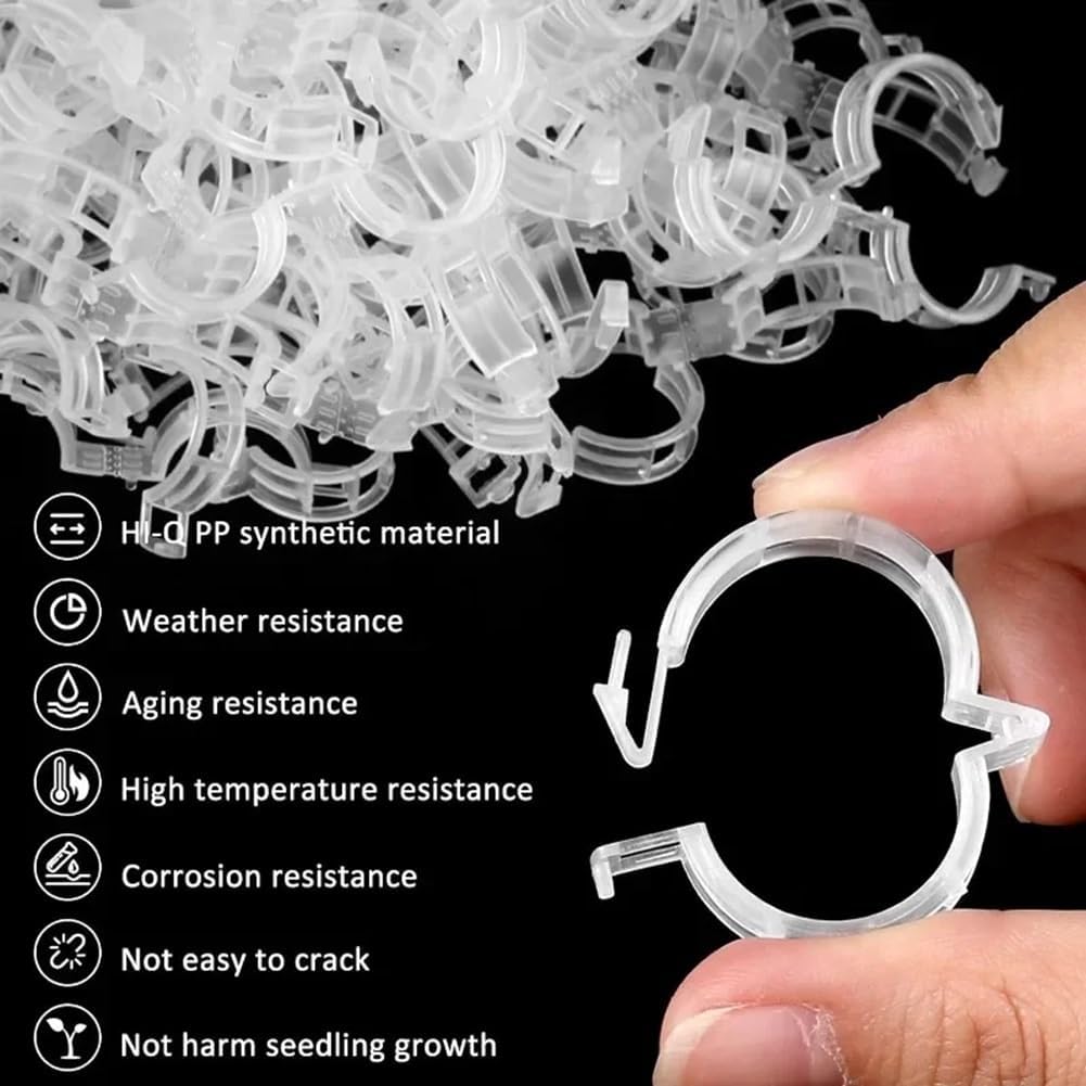 50PCS Plant Support Clips Reusable Tomato Clips Plastic Trellis Clips Garden Clips Secured Plastic Plant Clip for Climbing Plants Tomato Grape Vine Vegetables Plant Fixing Clips, 1.18" Inner Diameter