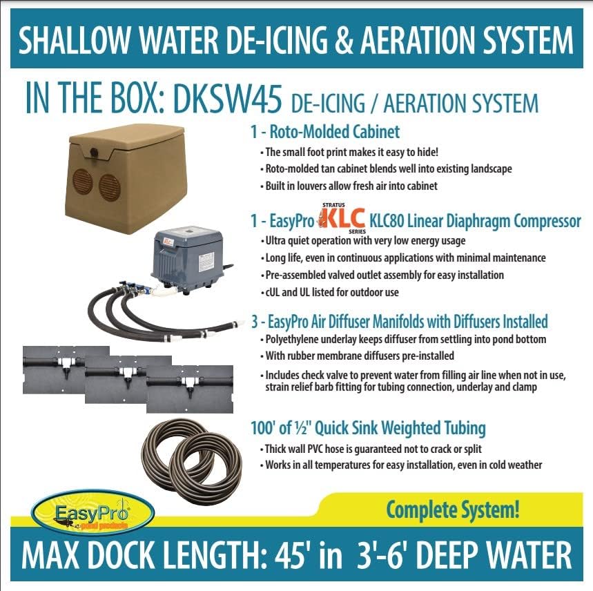 EasyPro DKSW45 Diffused Air De-Icing System for Shallow Water - up to 45' Dock