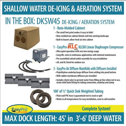 EasyPro DKSW45 Diffused Air De-Icing System for Shallow Water - up to 45' Dock