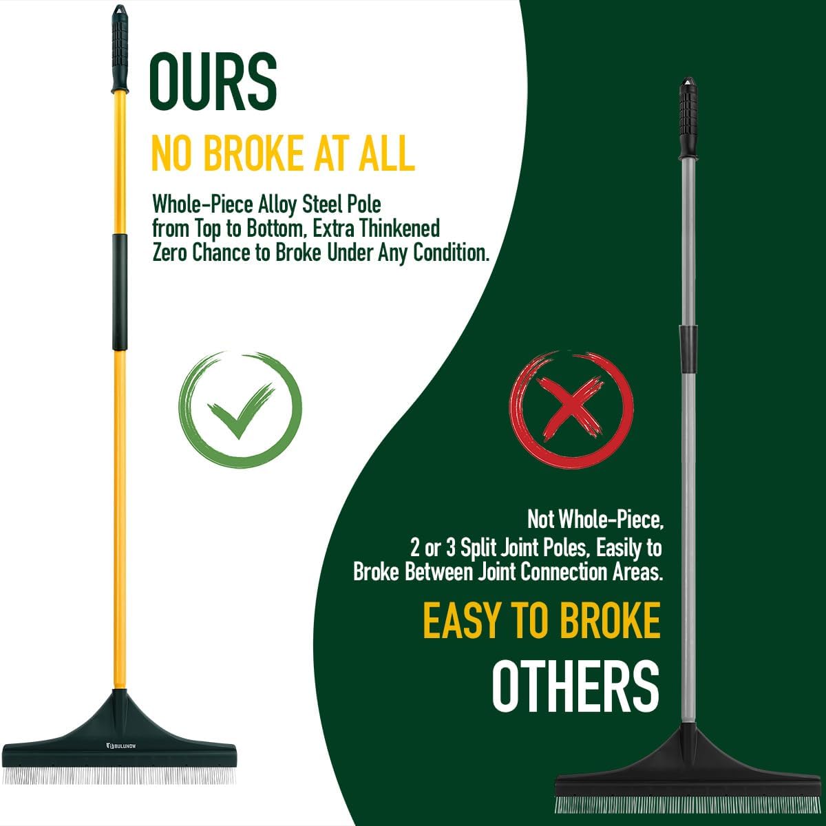 Artificial Turf Rake, 55" Long Whole-Piece Pole No Broke Design - Garden Hand Broom Rake for Easy Quick Remove Leaves, Debris, Shrubs, Pet Hairs.. from Turf, Lawn, Synthetic Grass, Carpet