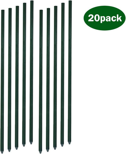 36inch Garden Stakes 5/16" Dia FRP Plant Supporting Stakes for Climbing Tomato Cucumber Strawberry Bean Tree, 20pcs, Dark Green (3ft)