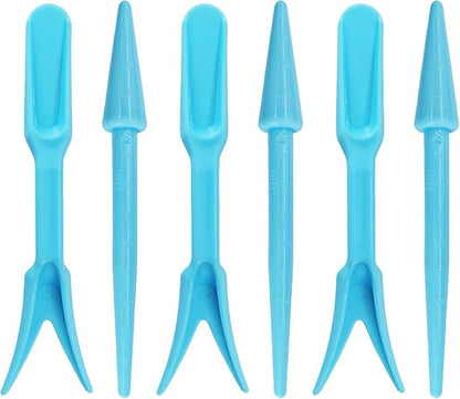 6PCS Mini Garden Hand Succulent Transplanting Tools Set, Plastic Seedling Dibber and Digging Tools for Indoor Gardening, Home Plant Care, Repotting, Lawn Maintenance(Blue)