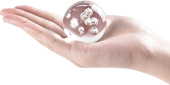 ChezMax Crystal 2 inch (50mm) Bubble Crystal Ball Paperweight Gorgeous Glass Ball for Decorative Ball Lensball Photography Gazing Divination or Feng Shui and Fortune Telling Ball