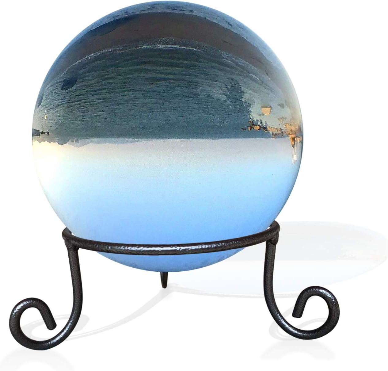 Black Iron Ball Stand - Gazing Globe Stand for Balls, Sphere Holder Wrought Iron Display Stand, Crystal Ball Stand, Glass Bowl Ring Metal Egg Stands, Gazing Ball Stand (5" Diameter X 2" Tall)