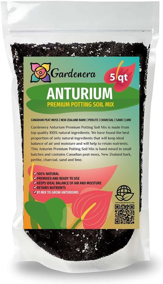 Premium Anthurium Potting Soil by Gardenera - Unlock The Full Potential of Your Plants - 5 QUARTS