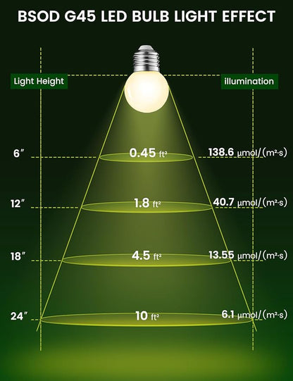 Full Spectrum Light Bulb, LED Light Bulb G45 Small Lightbulbs E26 White 5W Eq 40W Sunlight Night Appliance Bulb for Home, Growing, Plant, Freezer, Lamp (1 Natural White Bulb)