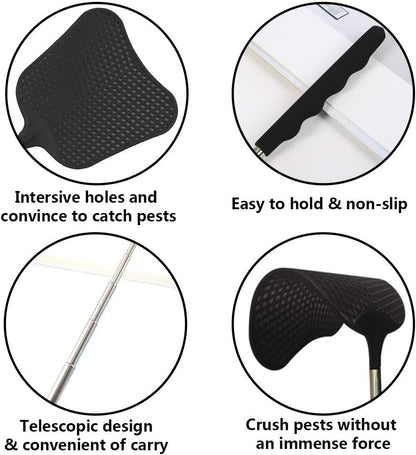 Foxany Telescopic Fly Swatters, Durable Plastic Fly Swatter Heavy Duty Set, Flyswatter with Stainless Steel Handle for Indoor/Outdoor/Classroom (2 Pack)