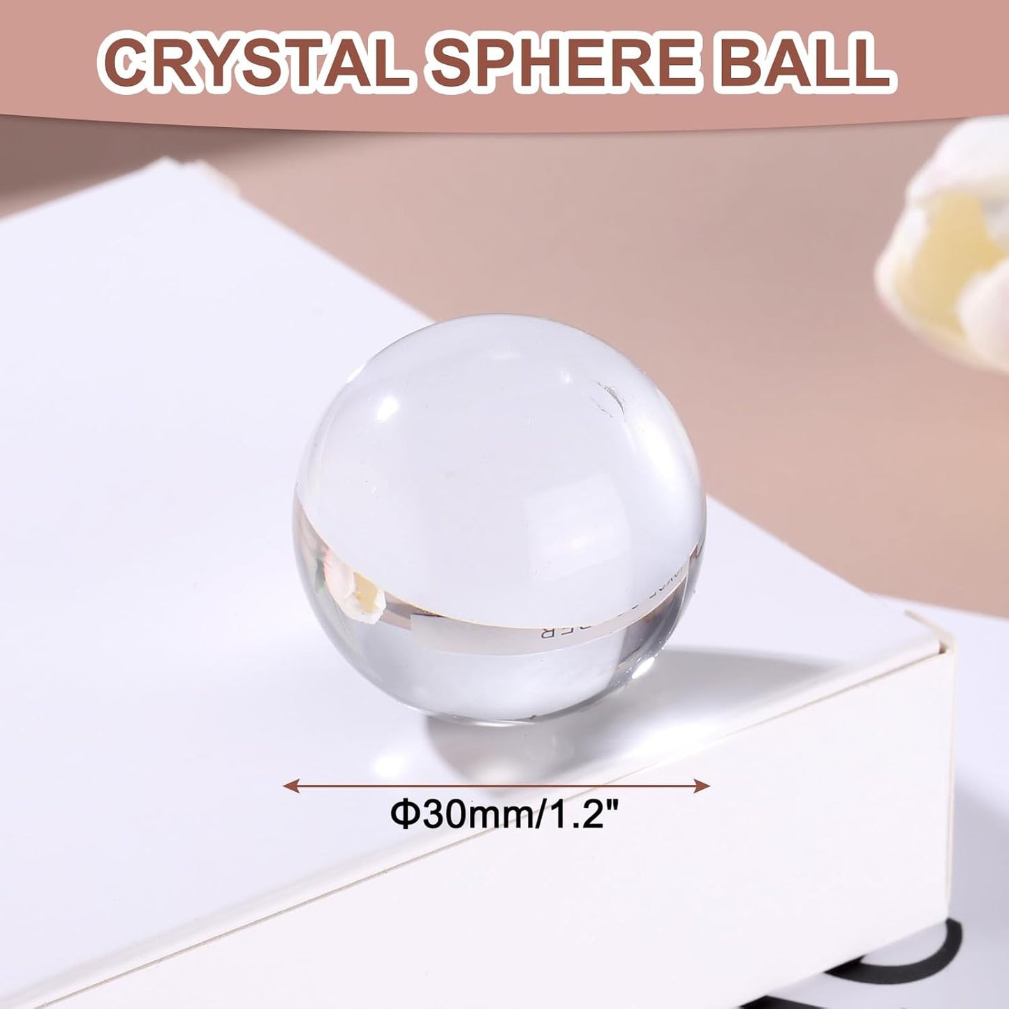 uxcell 30mm/1.2" Crystal Sphere Ball Glass Solid Decorative Sphere Crystal Ball Prop Ornament for Feng Shui Divination Fortune Telling Tabletop Fountain Decoration, Clear
