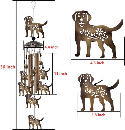 Outdoor Dogs Wind Chimes - Bronze Memorial Wind Bells, Mobile Sympathy Wind Catcher, Romantic Puppy Decor, Windchimes for Home, Balcony, Tree, Festival, Garden Hanging Decoration, Gifts for Mom